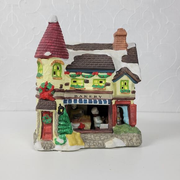 Vintage 90's Holiday Expressions Bakery Hand-Painted Porcelain Lighted House - Picture 1 of 16